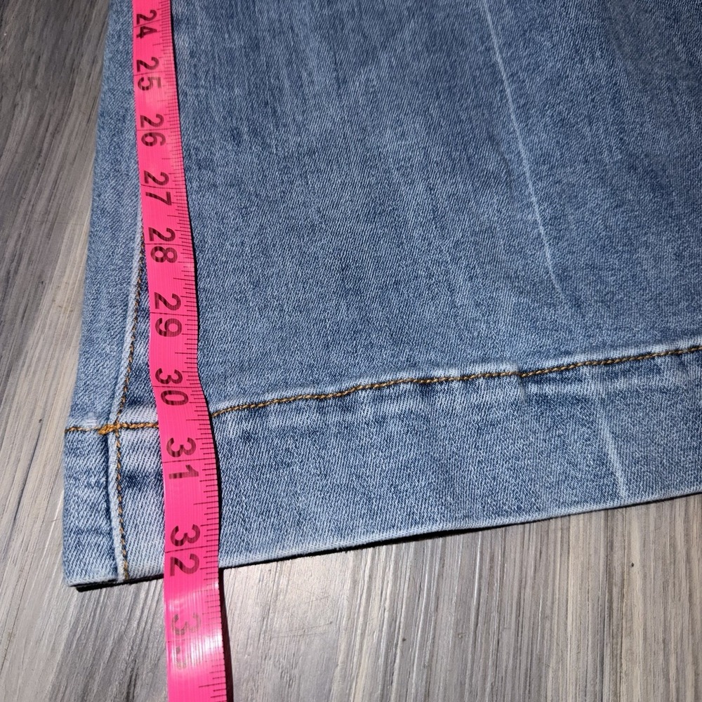 Risen Jeans Womens 11/30 Blue Wash High Rise Patch Front Pockets Flared Wide Leg - Picture 8 of 12